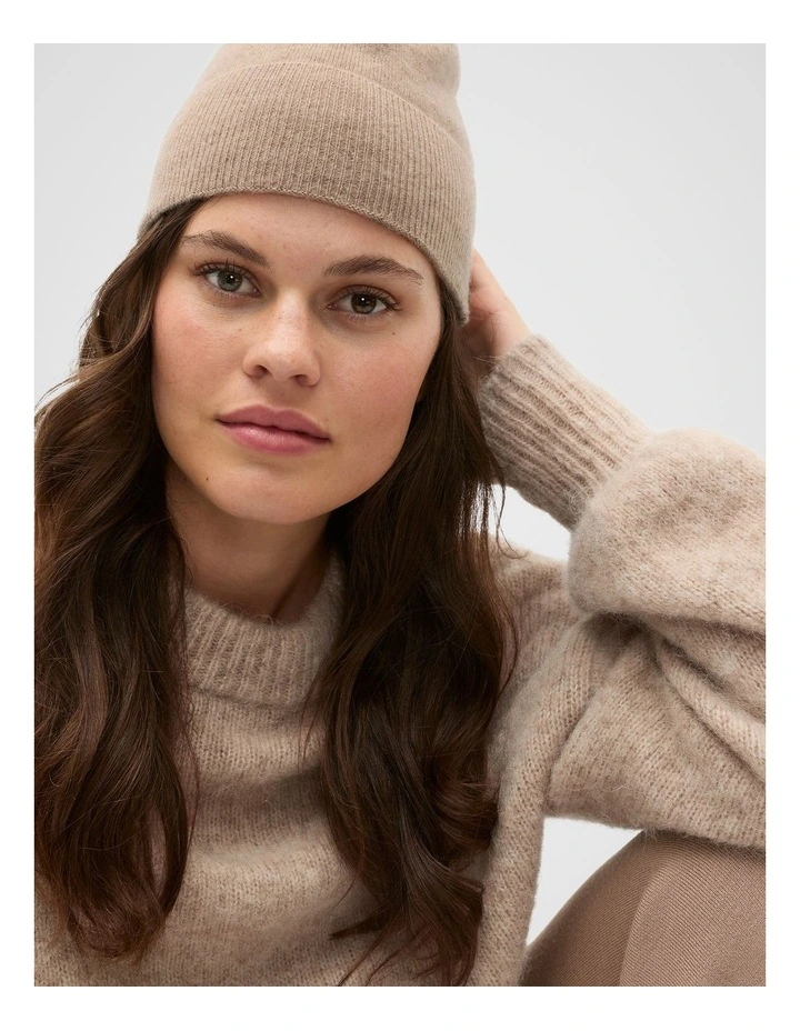 Cashmere Beanie in Cookie Marle image 2