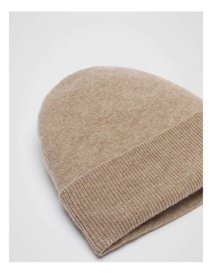 Cashmere Beanie in Cookie Marle image 3