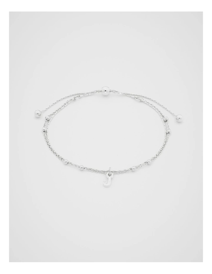 Silver Letter Chains Bracelet - J image 1