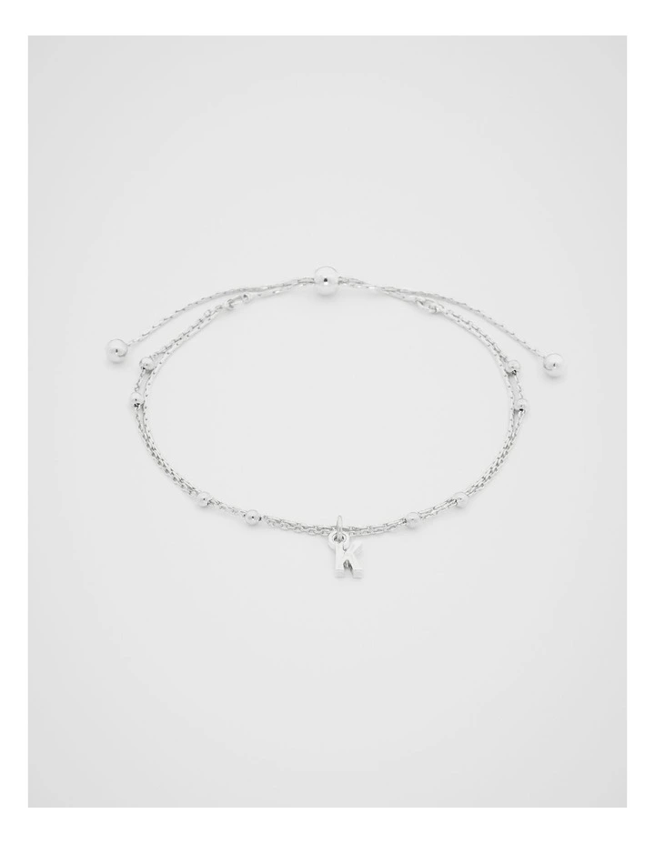 Silver Letter Chains Bracelet - K image 1