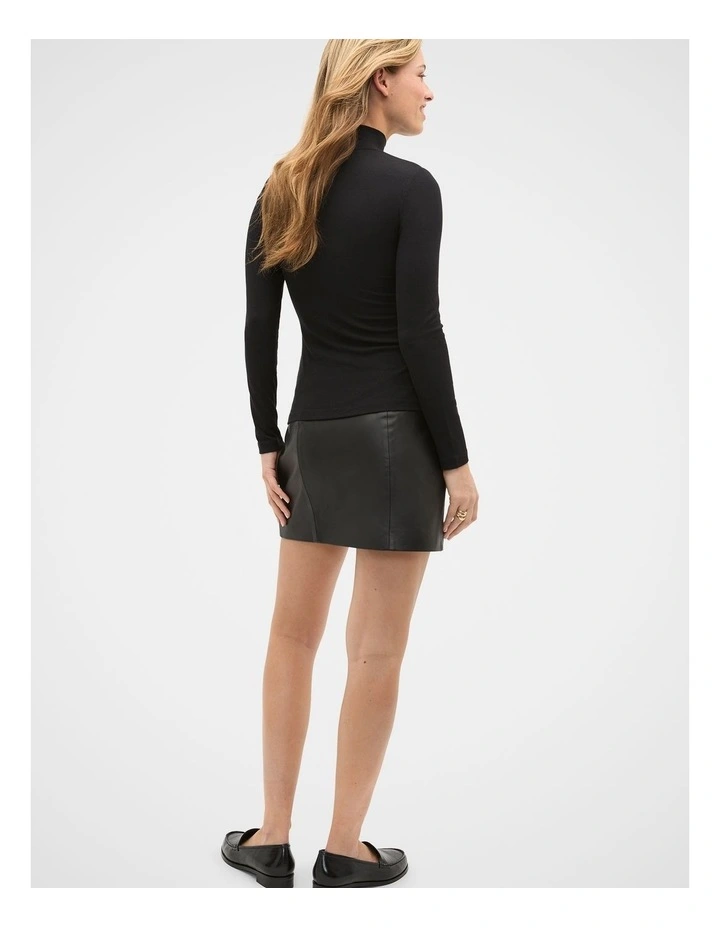 Core Rib Mock Neck Top in Black image 2