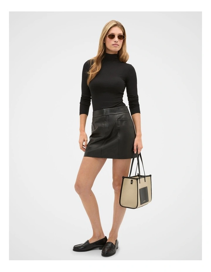 Core Rib Mock Neck Top in Black image 4