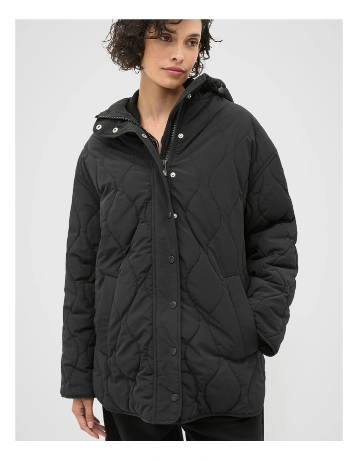 Boxy Quilted Jacket in Black image 1