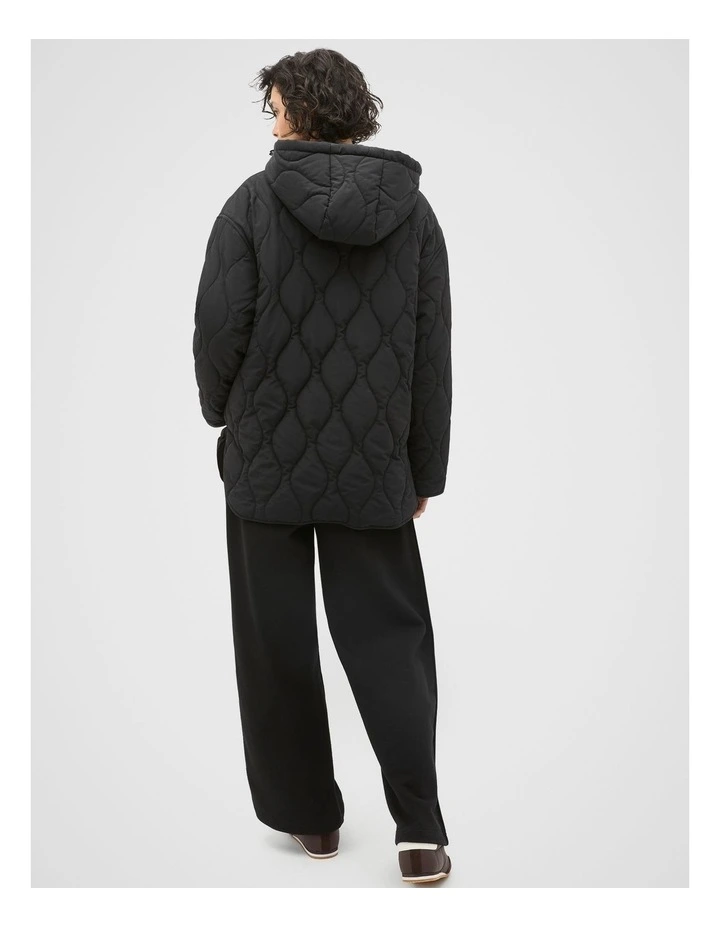 Boxy Quilted Jacket in Black image 2