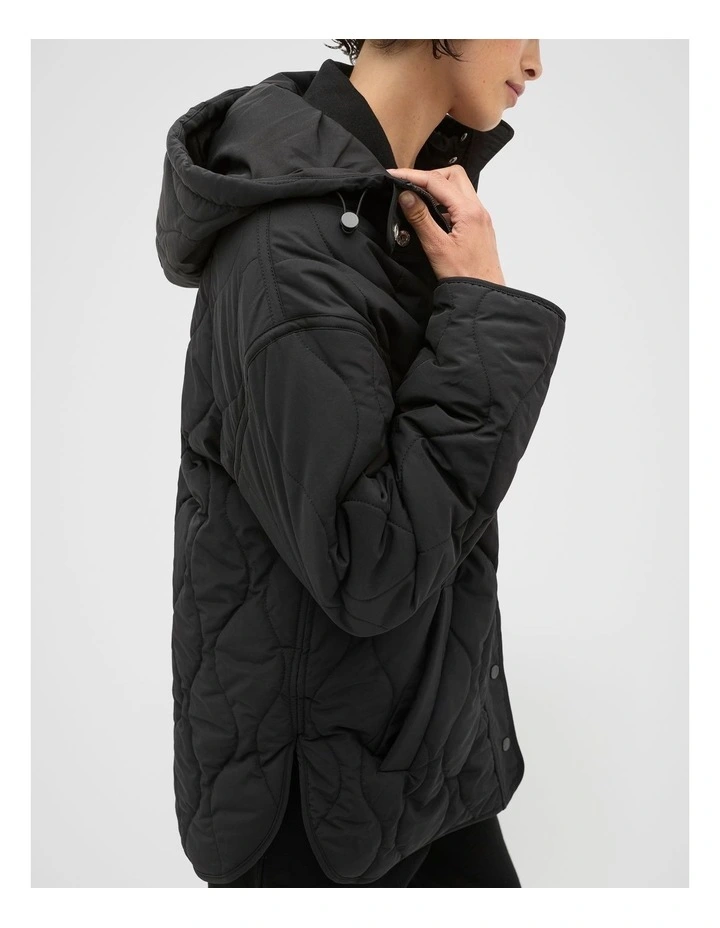 Boxy Quilted Jacket in Black image 4