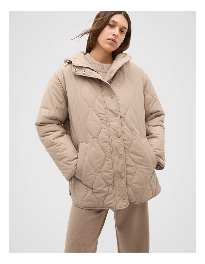 Boxy Quilted Jacket in Cookie image 1