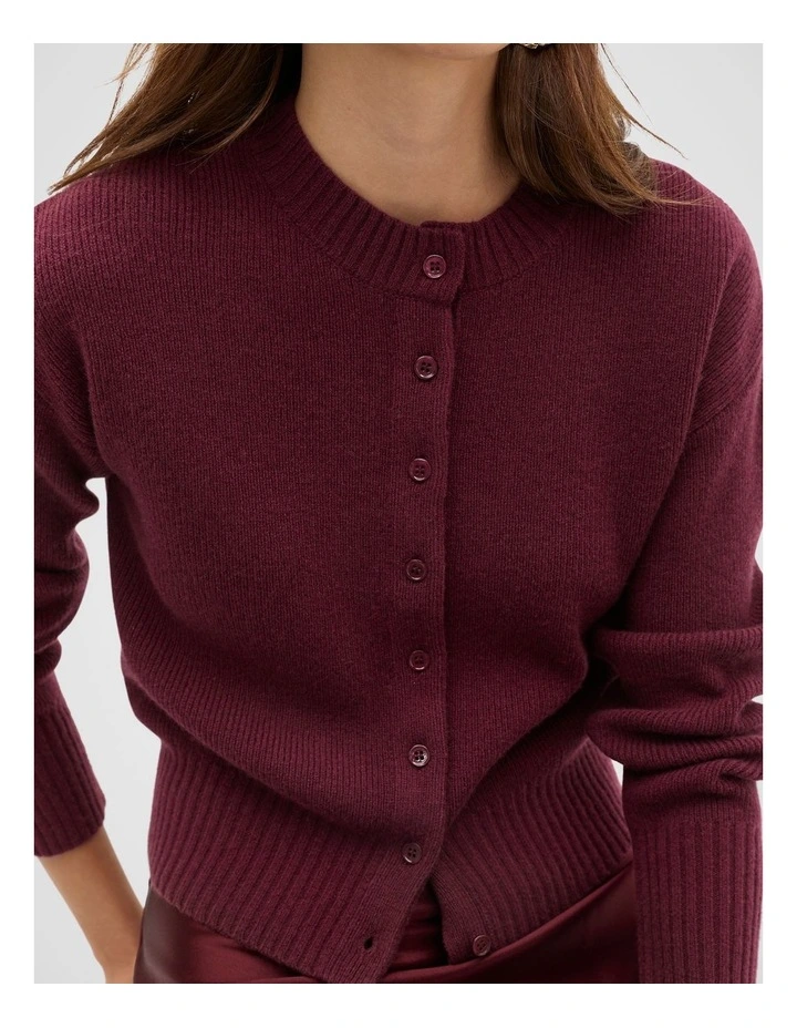 Merino Button Up Knit Cardigan in Purple image 3