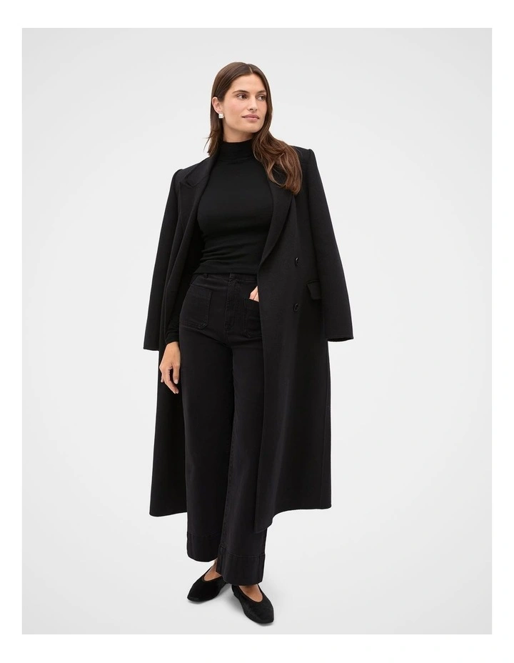 Australian Merino Mock Neck Top in Black image 4