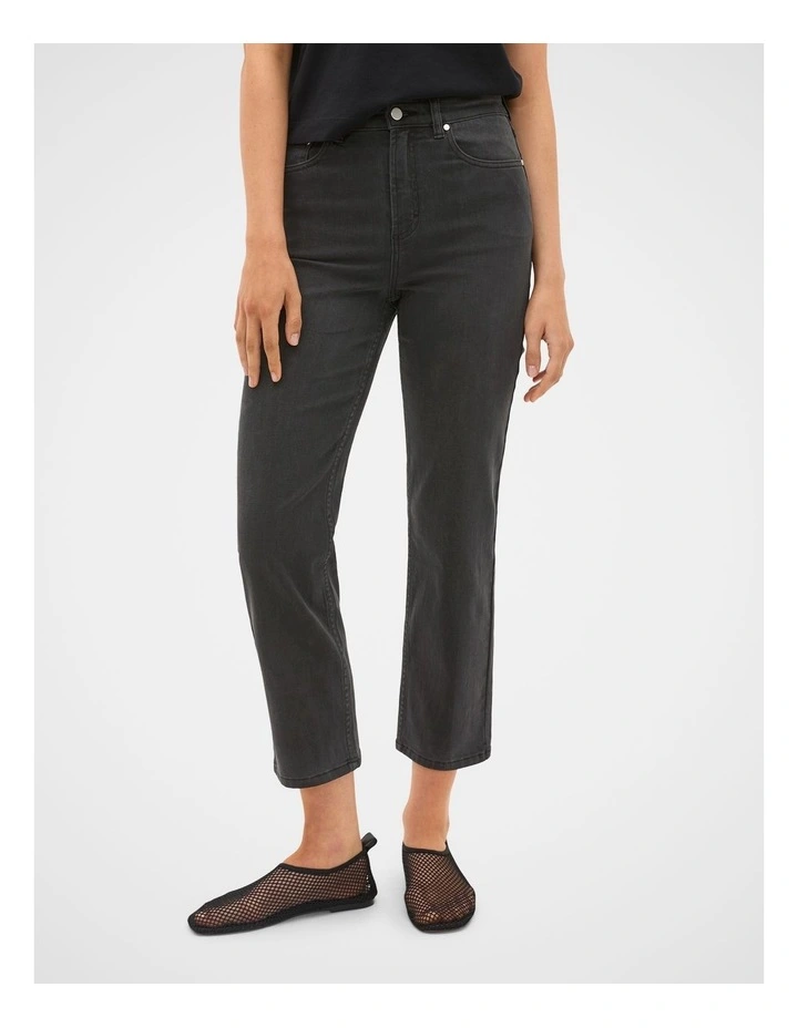 Core Straight Leg Stretch Jeans in Washed Black image 2