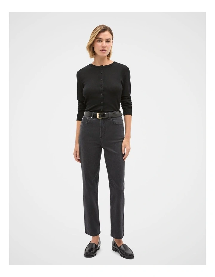 Core Straight Leg Stretch Jeans in Washed Black image 3