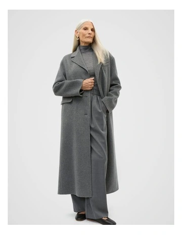 Wool Blend Boyfriend Coat in Grey