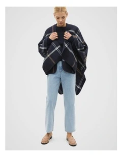 Check Poncho in Twilight Blue