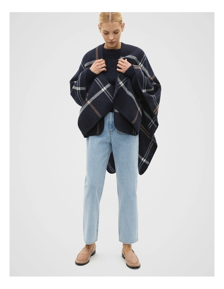 Check Poncho in Twilight Blue image 1