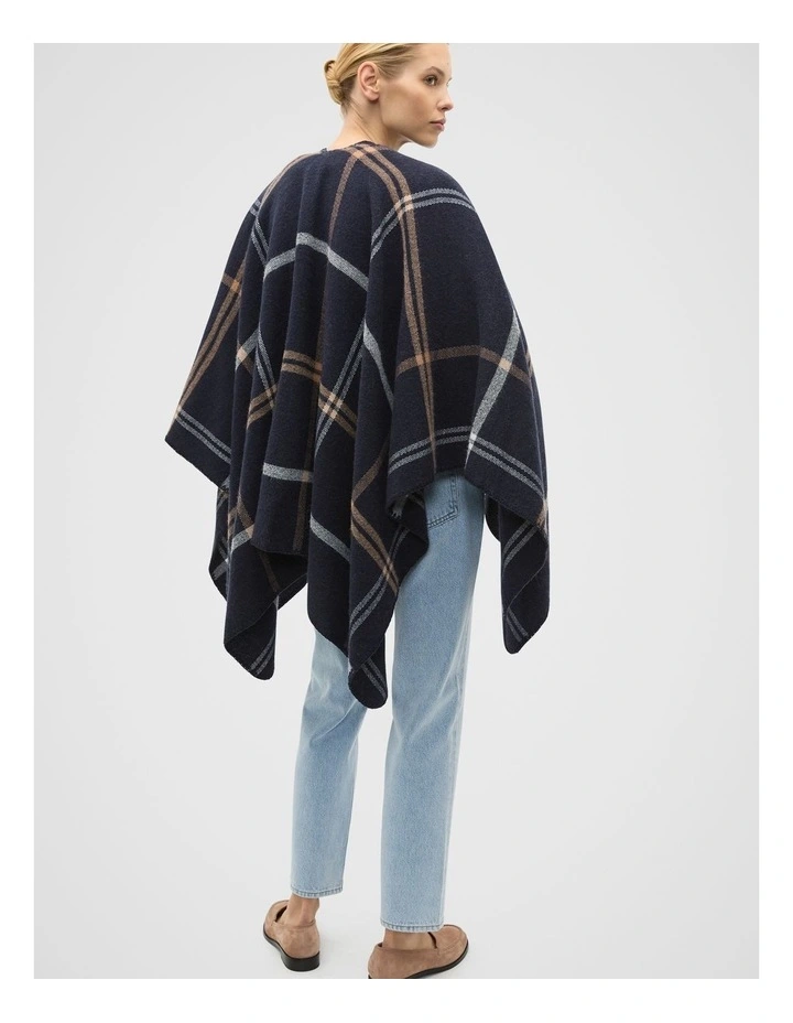 Check Poncho in Twilight Blue image 2
