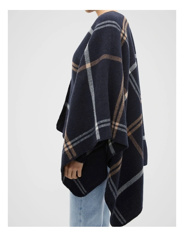 Check Poncho in Twilight Blue image 3