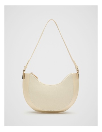 Textured Curved Shoulder Bag in Light Marzipan
