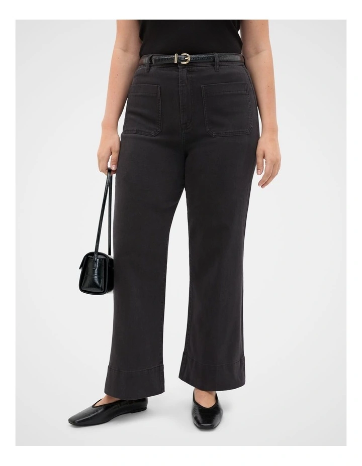 Core Wide Leg Pocket Jeans in Charcoal Wash image 1