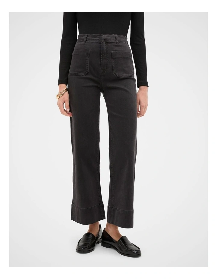 Core Wide Leg Pocket Jeans in Charcoal Wash image 1