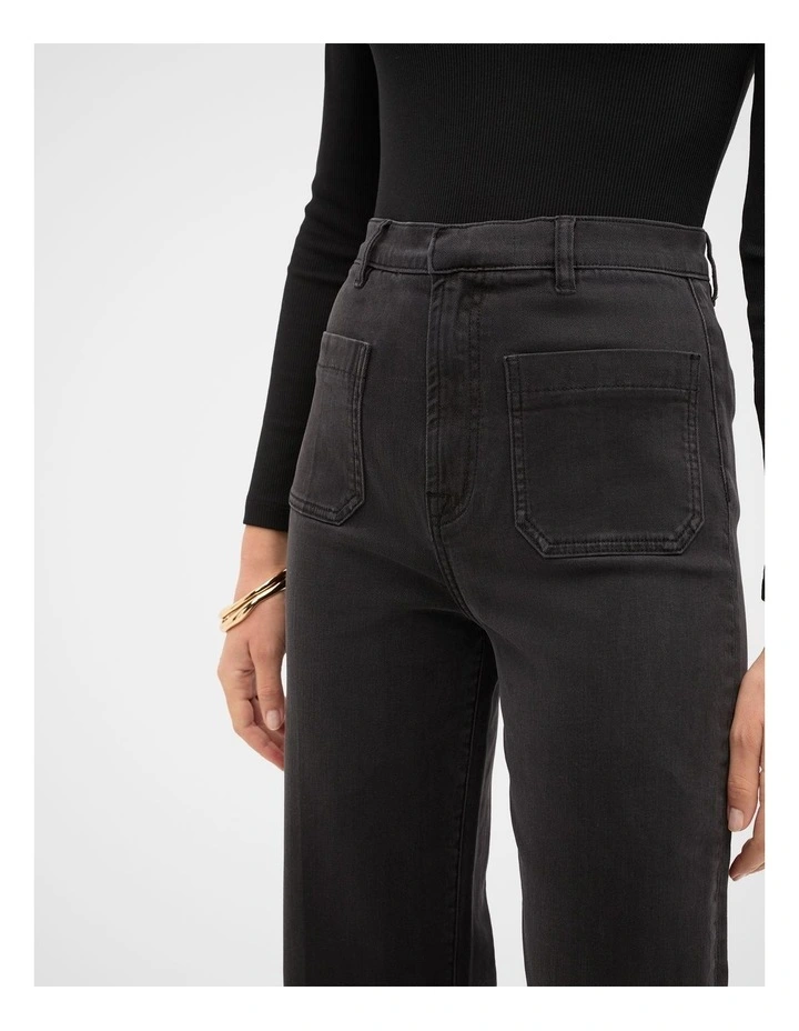 Core Wide Leg Pocket Jeans in Charcoal Wash image 3