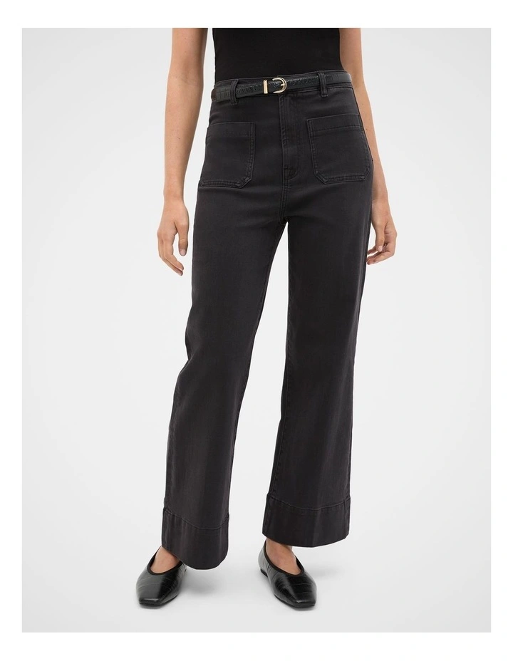 Core Wide Leg Pocket Jeans in Charcoal Wash image 4