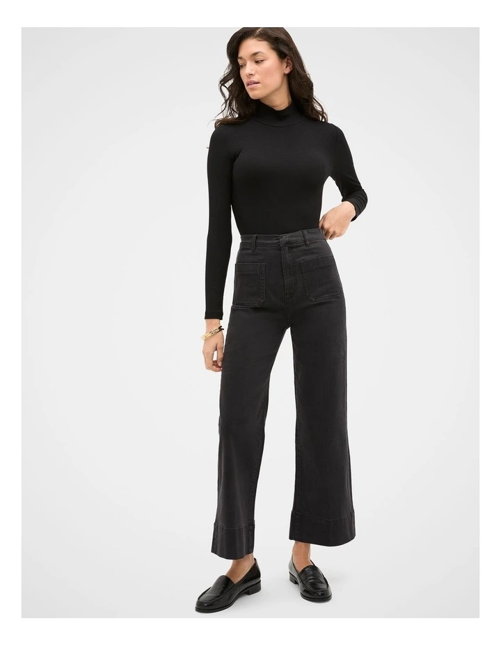 Core Wide Leg Pocket Jeans in Charcoal Wash image 4