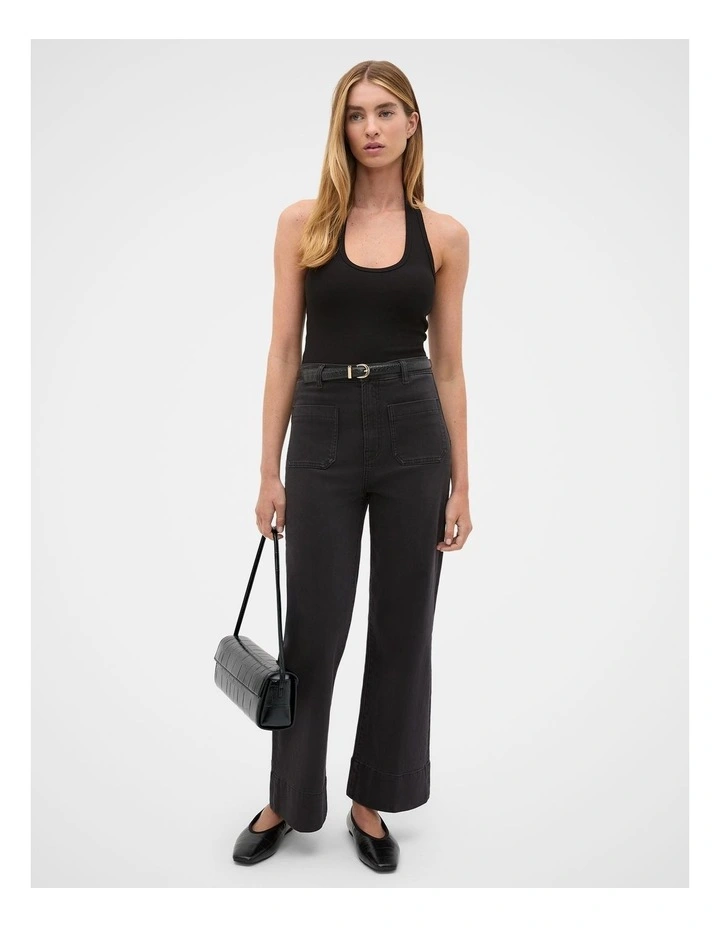 Core Wide Leg Pocket Jeans in Charcoal Wash image 7