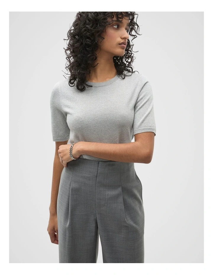 Lurex Knit Tee in Silver Lurex image 1