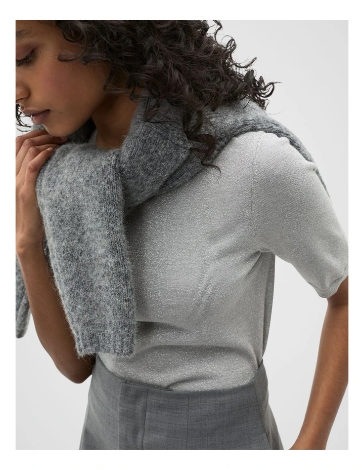 Lurex Knit Tee in Silver Lurex image 4