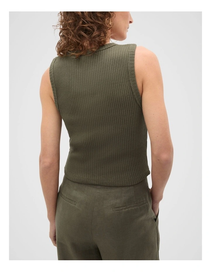 Textured Rib Tank in Olive Leaf image 2