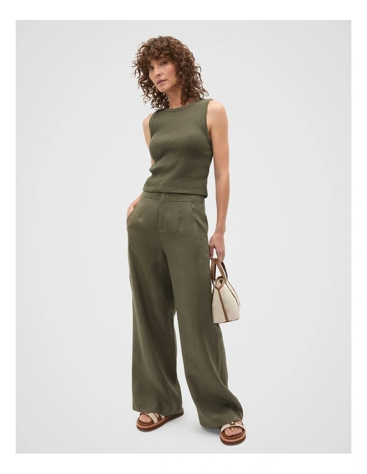 Textured Rib Tank in Olive Leaf image 3