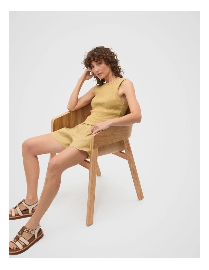 Textured Rib Tank in Honey image 3