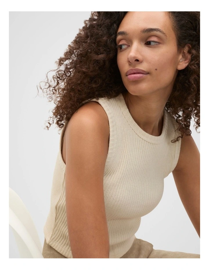 Textured Rib Tank in Tofu image 4