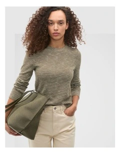 Self Stripe Textured Top in Green