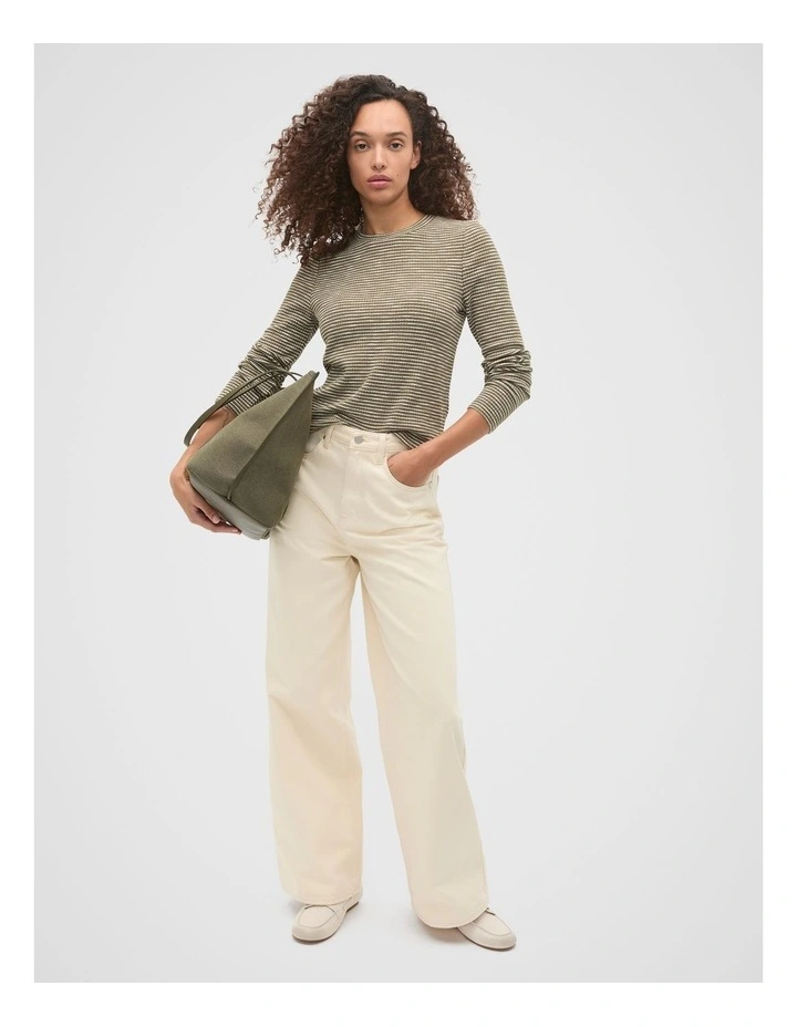 Self Stripe Textured Top in Green image 3