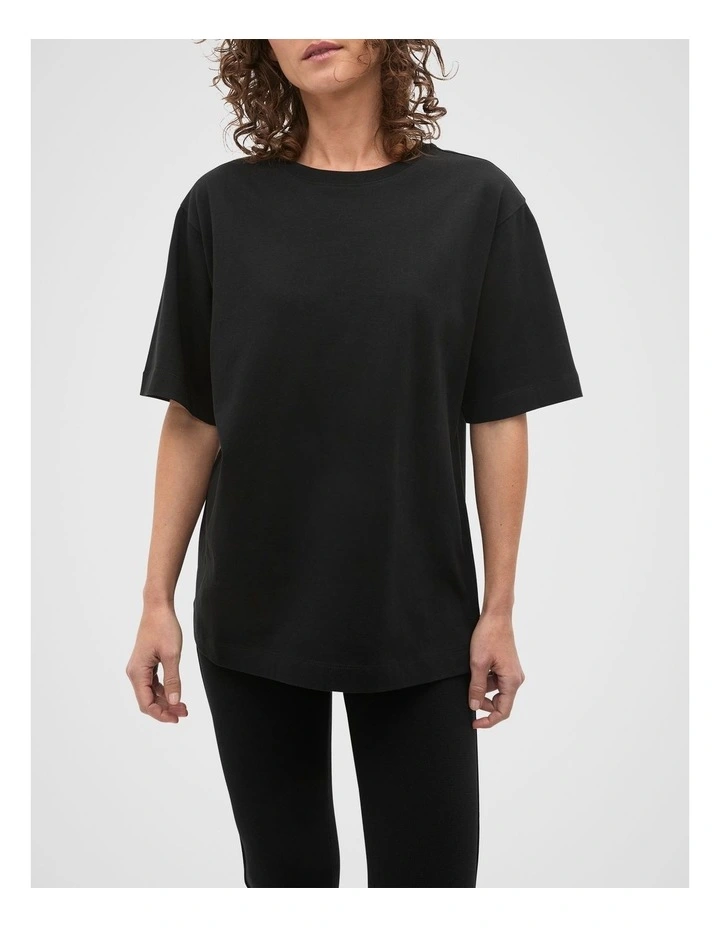 Oversized Longline Tee in Black image 3