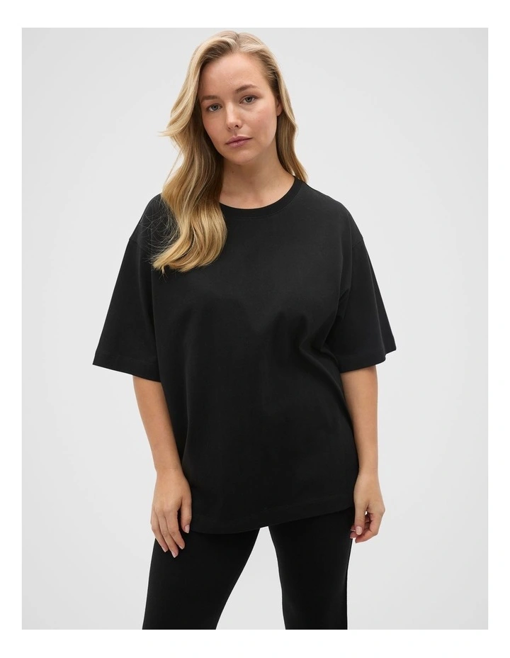 Oversized Longline Tee in Black image 5