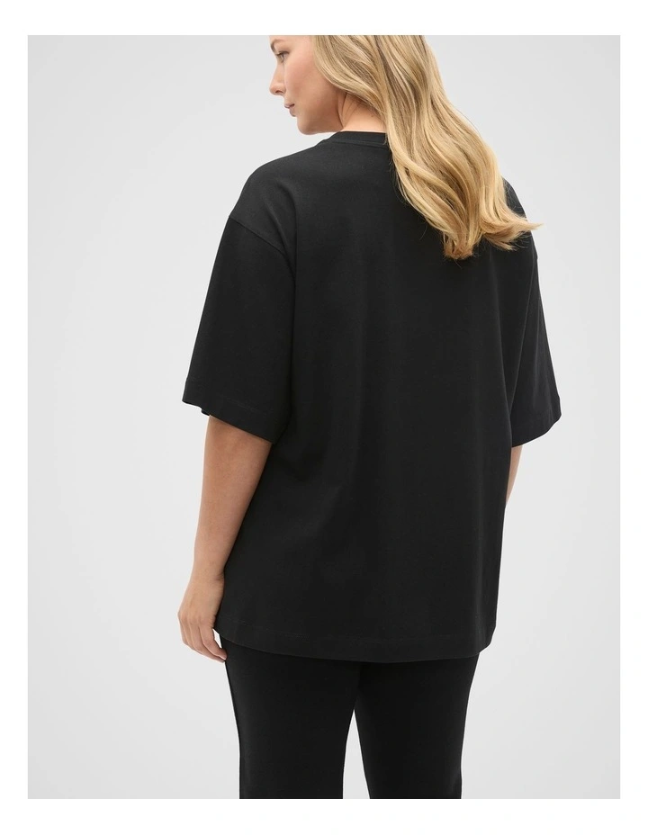 Oversized Longline Tee in Black image 6