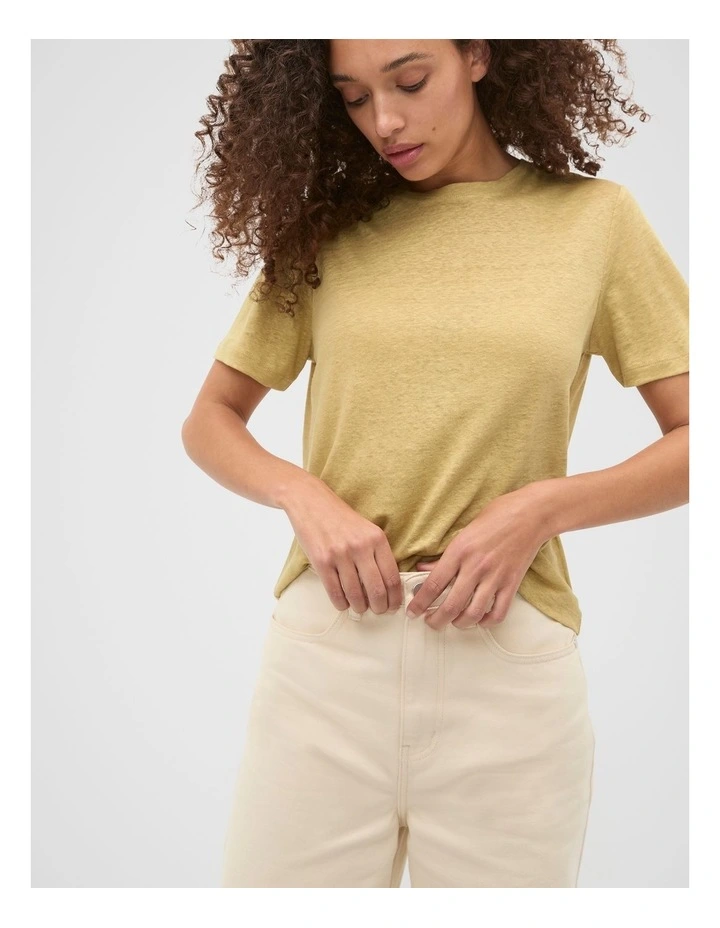 Linen Neat Tee in Honey image 1
