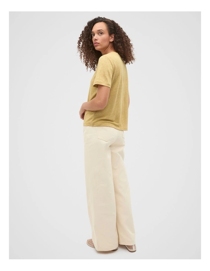 Linen Neat Tee in Honey image 2