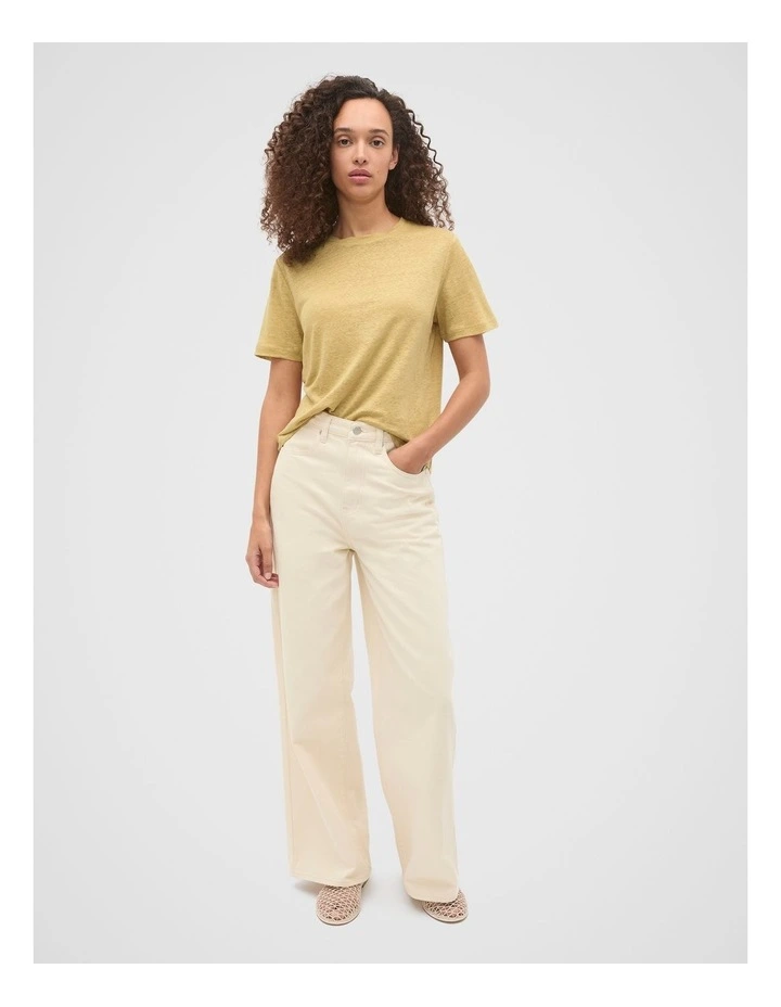 Linen Neat Tee in Honey image 3