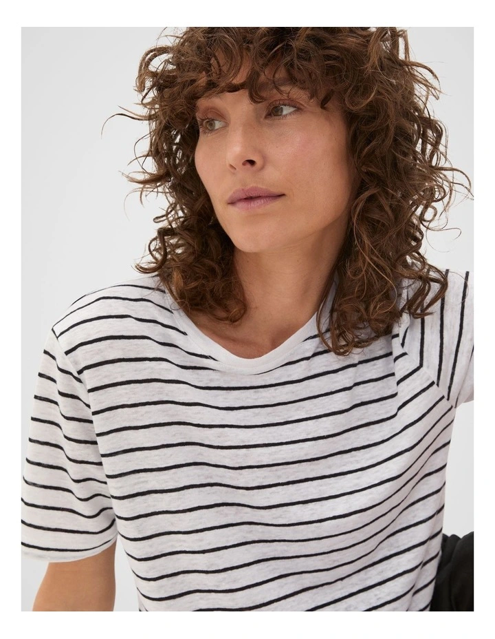 Linen Neat Tee in Multi image 4