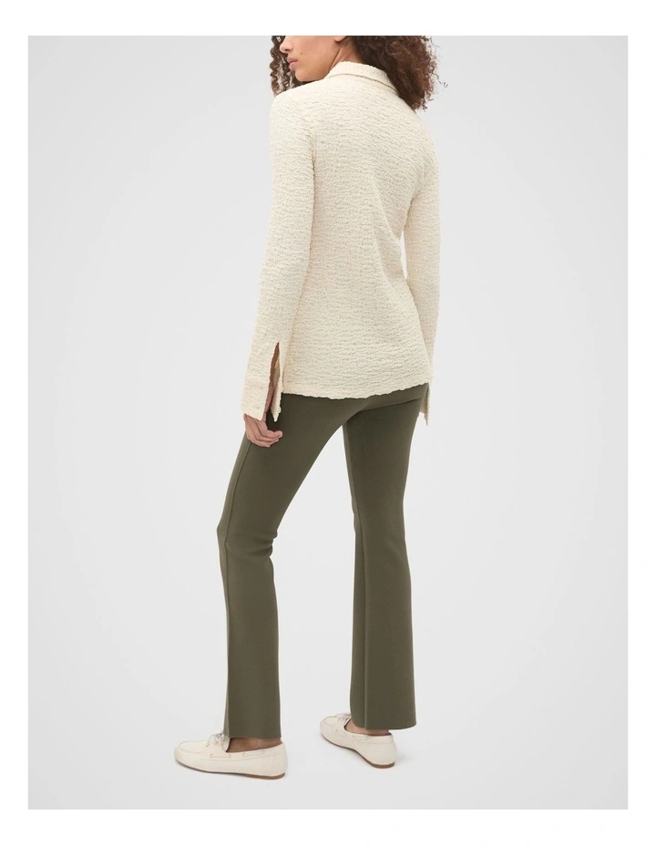 Textured Longline Polo Top in Tofu image 2