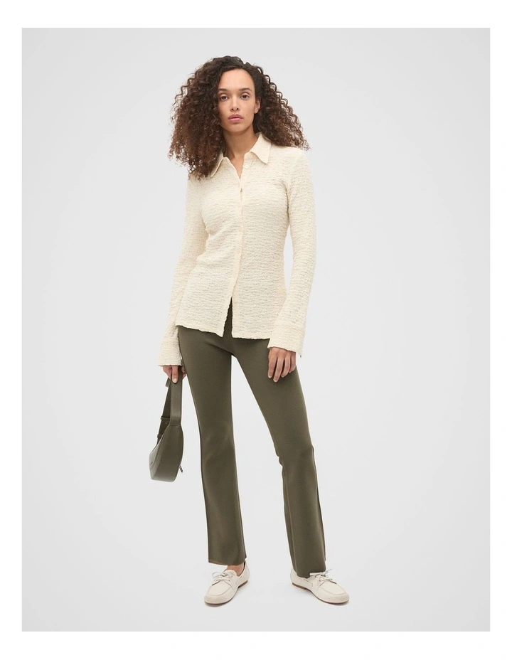 Textured Longline Polo Top in Tofu image 3