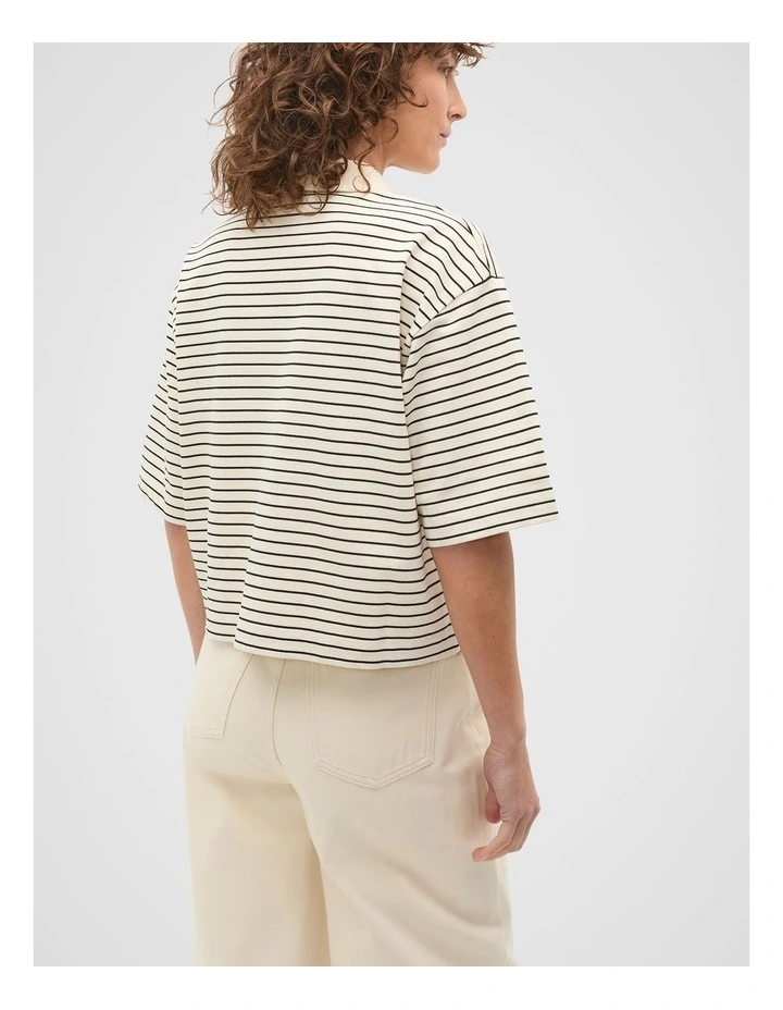 Oversized Polo Tee in Tofu Stripe image 2