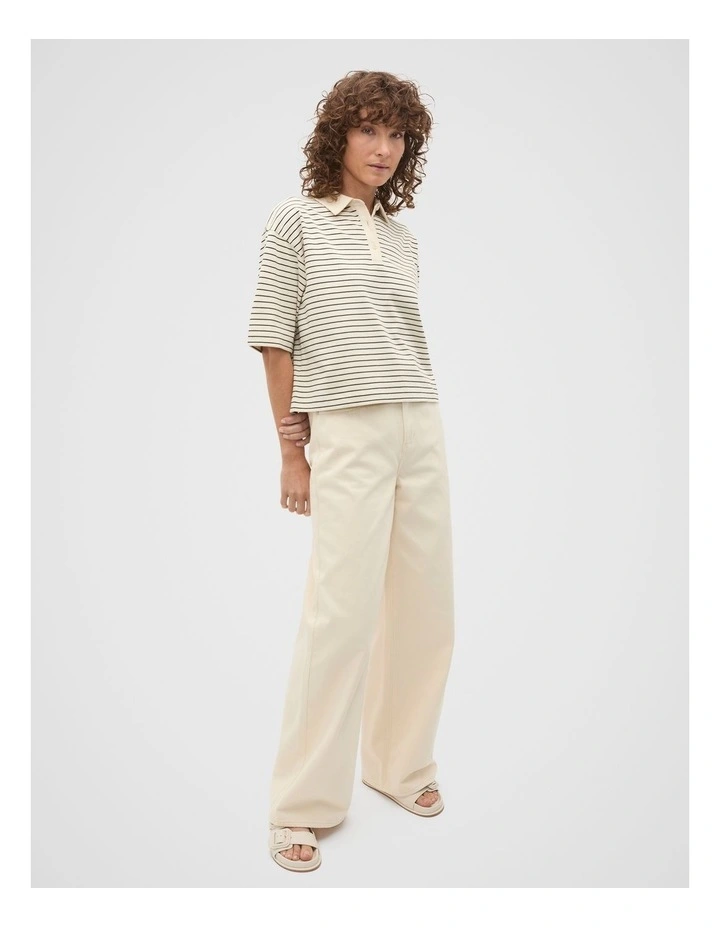 Oversized Polo Tee in Tofu Stripe image 3