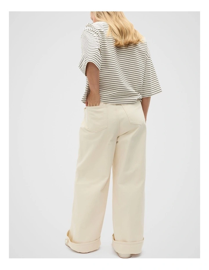 Oversized Polo Tee in Tofu Stripe image 6