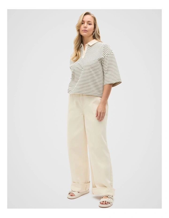 Oversized Polo Tee in Tofu Stripe image 7