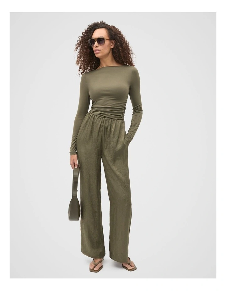 Boat Neck Layering Top in Olive Leaf image 3