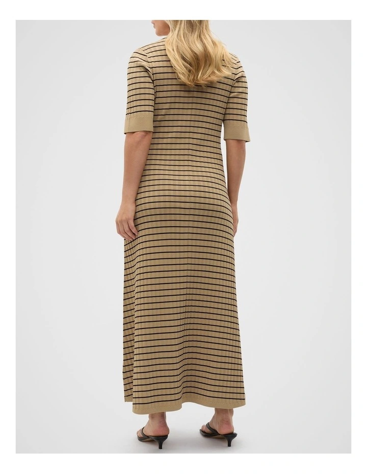Crepe Knit Stripe Dress in Brown image 6