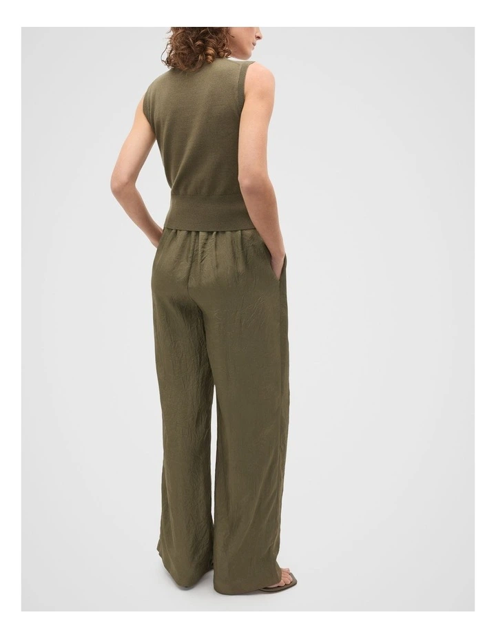 Merino Button Through Knit Vest in Olive Leaf image 2